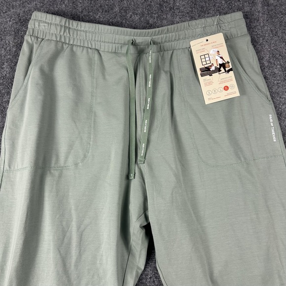 Pair Of Thieves Lounge Pants Mens XL Green Supersoft Drawstring Jogger Cuffed - Picture 2 of 8